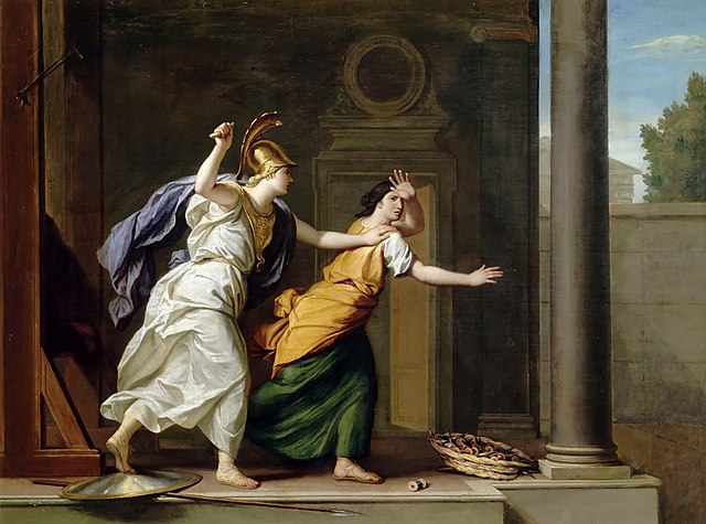 Minerva and Arachne, by René-Antoine Houasse, 1706.